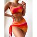 Women's Clothing Tie Dye Three Piece Mesh Skirt Split Bikini_ecoleips.com