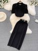 Women's Clothing light mature style, bubble short sleeves, single breasted, polka dot chiffon shirt, two piece suit_ecoleips.com
