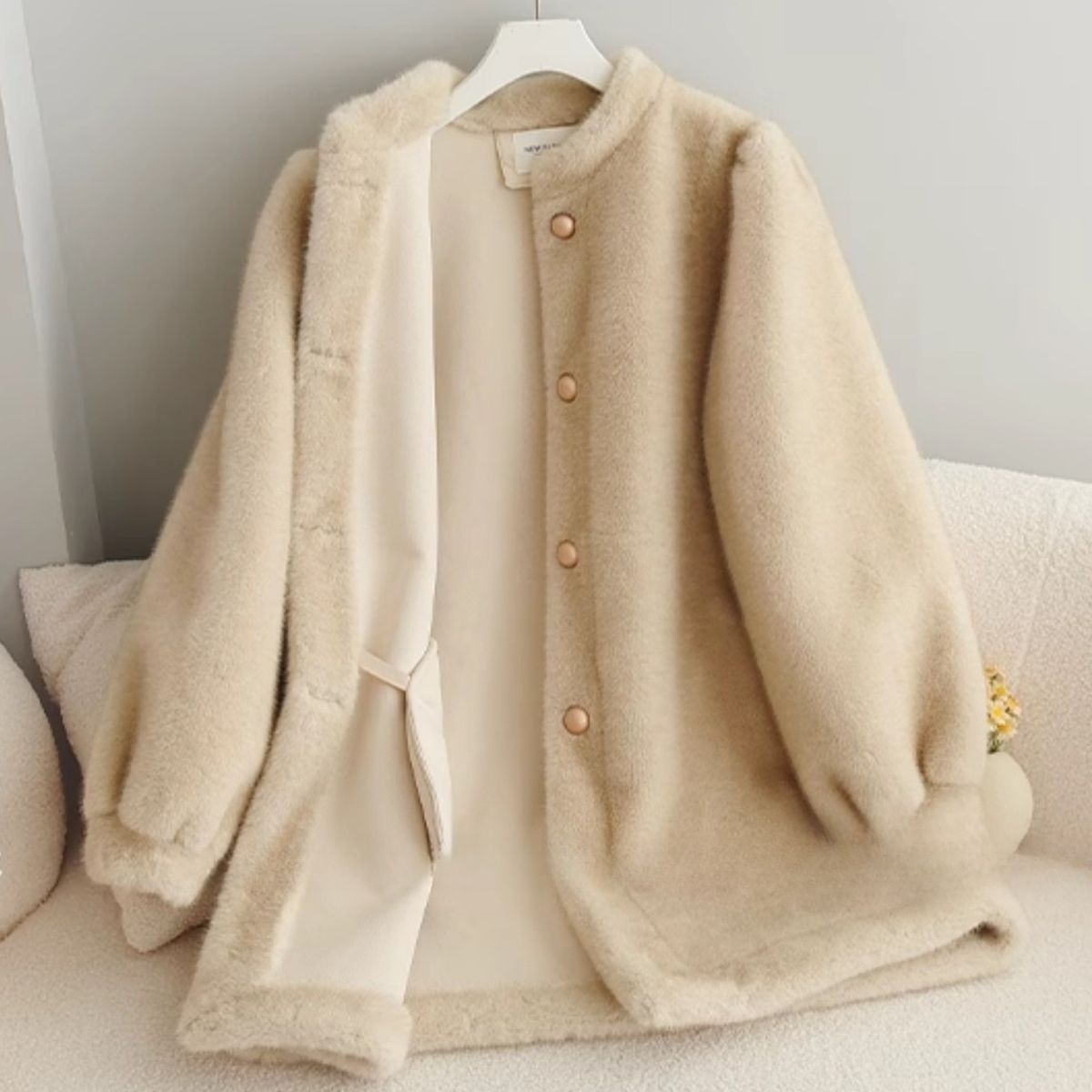 Eco-Friendly Faux Mink Fur Coat For Women – Mid-Length Plush Jacket In Coffee & Cream (S-L) | Vintage-Inspired & Winter-Ready_ecoleips.com
