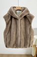 Spring Hooded Faux Mink Vest – Lightweight Zip-Up Jacket With Pockets (One Size, Army Green/Black/Beige & More)_ecoleips.com
