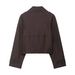 Double-Breasted Short Trench Coat – Parisian Café Core (Polyester, Tailored Collar, Spring Neutral Palette)_ecoleips.com
