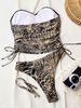 Women's Clothing Women's Sexy Leopard Print Color Blocking Strappy Bikini European American Style Solid Color Nylon Two Piece Swimsuit_ecoleips.com