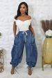 Women's Clothing Slim Straight Jeans Elastic Waist Drawstring Tie Leg Bow Casual Loose Fit Denim_ecoleips.com