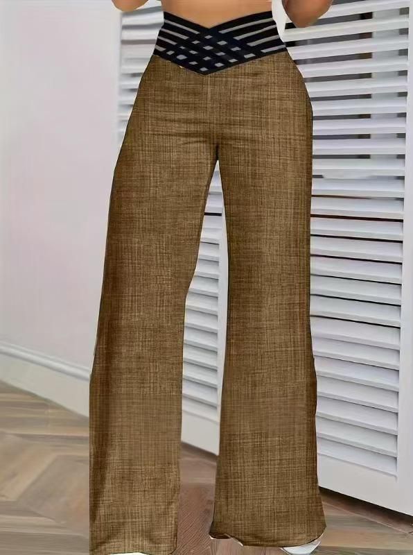 Women's Clothing Women's High Waist Hollow Belt Casual Loose Pants Summer Fashion Wide Leg Straight Fit Bottoms_ecoleips.com