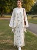 Women's Modest Floral Print Dress Set - Long Sleeve Tiered Maxi Dress With Coordinated Headscarf_ecoleips.com