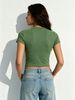 Abstract Swirling Star-shaped Cropped T-shirt, Women's Slim-fit Round Neck High-waisted Top, Basic Casual Short-sleeved Style._ecoleips.com