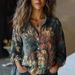 Women's Spring And Summer New Retro Printing Long-sleeved Casual Shirt Imitation Cotton And Linen Shirt_ecoleips.com