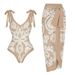 Women's Clothing New Two Piece One Piece Gauze Skirt Swimsuit Multi Color Printing Conservative Sun Protection Swimsuit_ecoleips.com