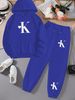 Women's Letter Print Hoodie Set, Long Sleeve Pullover Sweatshirt And Elastic Waist Pants_ecoleips.com