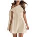 Elegant Off-Shoulder Tie-Detail Knitted Dress - Sexy A-Line Mini Dress With Sleeveless Design For Women_ecoleips.com