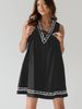 Women's Street Style V Neck Sleeveless Embroidered Vest Denim Dress Summer_ecoleips.com