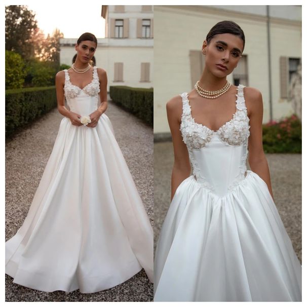 Strapless Satin 2026 New Model, Main Bridal Gown With High-quality Texture, Vintage Style For Petite Brides, Light_ecoleips.com