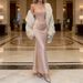 Sexy Embroidery Patchwork Birthday Party Dress Women Fashion Draped Satin Long Dress Elegant Strapless Waist Slim Fishtail Dress_ecoleips.com