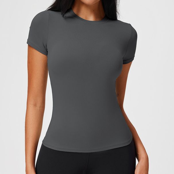Women's Slimming Quick Drying T-Shirt Short Sleeve Fitness Sports Top Waist Defining For Yoga And Celebrity Style Spring Summer_ecoleips.com