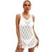 Sexy Hollow Knit Beach Cover-Up Blouse - Solid Color Sunscreen Dress With Matching Bikini, European & American Summer Style_ecoleips.com