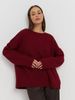 Oversized Knit Sweater – 3D Embroidery Detail, Soft Polyester-Acrylic Blend, Relaxed Fit Round Neck Pullover For Women_ecoleips.com