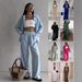 Women's Solid Color Cardigan & Wide-Leg Pants Set – Casual Comfort Outfit With Pockets | Relaxed Fit_ecoleips.com