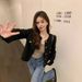 Inspired Winter Jacket For Women – Thickened Short Coat With Polished Buttons & Princess Sleeves (S-XXL, Black/White)_ecoleips.com