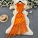 Women's Clothing Women's Sleeveless Slim Fit Long Dress Tassel Style Summer Waist Cinching Trendy For Formal & Casual For Women_ecoleips.com