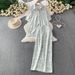Women's Clothing French Style Sweet And Gentle Dopamine Print Collared Midi Shirt And High Waisted Slimming Midi Skirt Two Piece Set For Women_ecoleips.com