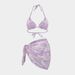 Women's Clothing Printed Bikini Three Piece Set Gauze Skirt Split Sexy Holiday Bikini Swimsuit_ecoleips.com