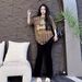 Women's Summer Fashion Two-Piece Set Style American Letter Print Short Sleeve T-Shirt And Loose Wide Leg Pants_ecoleips.com