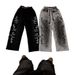 Unisex Retro Straight Trousers European American Style Trendy Brand Letter Print Street Fashion Bottoms for Women_ecoleips.com
