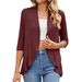 Women's Solid Color Knit Cardigan Summer Flutter Sleeve Open Front Cover-Up Casual Office Wear Breathable Cotton Blend_ecoleips.com