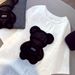 Women's Short Sleeve T-Shirt Korean Style Loose Fit Summer Fashion Embroidered Bear Top For Spring And Summer_ecoleips.com