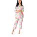 Women's Clothing Casual Fashion Glossy Satin Floral Printed Women's Two-Piece Set_ecoleips.com