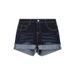 High-Waisted Stretch Denim Shorts For Women – A-Line Rolled Hem, Slim Fit & Comfortable (Dark Blue, S-5XL)_ecoleips.com