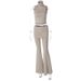 Women's Fashion 2025 Autumn New Fashionable Unique Sleeveless Top Slim Fit High Waist Flared Pants Set Wholesale_ecoleips.com