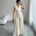 Women's Clothing Suit Collar Dress Color V Neck Tie Waist Pleated Skirt_ecoleips.com