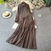Elegant Women's Two-Piece Set Loose Long Sleeve Blouse High-Waist Slimming Midi Skirt Office Casual Wear 3D Pattern Stretch Comfort_ecoleips.com