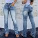 Women's Clothing Women's Retro Embroidered Patchwork Flared Denim Trousers Stretch Pocket Washed Look For Formal & Casual For Women_ecoleips.com