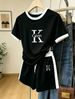 Women’s Clothing Spring And Summer Hot Girl Style Sexy Suit Women's Patchwork Shirt Top + Wide Leg Shorts Two Piece Suit_ecoleips.com