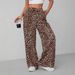 Women's Clothing Leopard Print Straight Leg Pants For Women Fashionable Wide Leg Long Trousers For Formal & Casual For Women_ecoleips.com