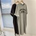 Korean Casual Minimalist Niche Design High-end Mid-length With Slit, Loose Fit, Slimming Effect, Trendy Women's Dress_ecoleips.com
