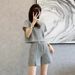 Fashionable Outfit Women, New Summer Style, Loose Casual Sports Short-sleeve Shorts Two-piece Set For Petite Women_ecoleips.com