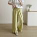 Pure Cotton Edge Loose, Wide Legged, High Waisted Women's Cropped Pants, Casual, Breathable, Temperament, Button Single_ecoleips.com