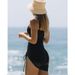 Women's Clothing One Piece Swimsuit New Solid Color Mesh Patchwork Gathered Drawstring Swimwear_ecoleips.com