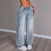 American Street Retro Ash Gray Washed Jeans For Women, Autumn And Winter Hot-Selling High-Waisted Loose Wide-Leg_ecoleips.com