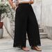 Women's Clothing Spring And Summer New Products Loose Wide Leg Pants Plus Size Hem Hollow Black Pants_ecoleips.com