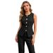 Women's Casual French Style Solid Color Button Down Sleeveless Vest – Layering Blazer Top_ecoleips.com