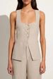 Women's Clothing High End New Vest Suit Cotton Square Collar Sleeveless Vest Top Trousers Two Piece Suit_ecoleips.com