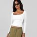 's Tops, Knitted Ribbed T-shirts, Sexy U-neck Long-sleeve Shirts, Y2K Inner Wear, Tight-fitting T-shirts For_ecoleips.com