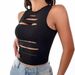 Patterned Hollow-out Ripped Tank Tight-fitting Inner Wear, Cropped Top, Summer Sleeveless Vest_ecoleips.com