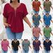 Women's Plus Size Pullover T-Shirt Solid Color Zipper Short Sleeve Faux Pocket Top Loose Fit Spring/Summer New Arrival_ecoleips.com