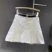 Women's Korean Style High-Waisted Pleated Mini Skirt Washed Cotton White Denim Bodycon Anti-Exposure Spring/Summer New Arrival_ecoleips.com