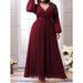 Women's Plus Size V Neck Long Sleeve Appliqué Elegant Evening Dress Prom Dress Party Dress Bridesmaid Dress_ecoleips.com